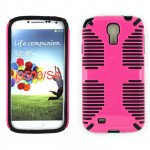 Wholesale Galaxy S4 Hybrid Grip Case (Hot Pink-Black)